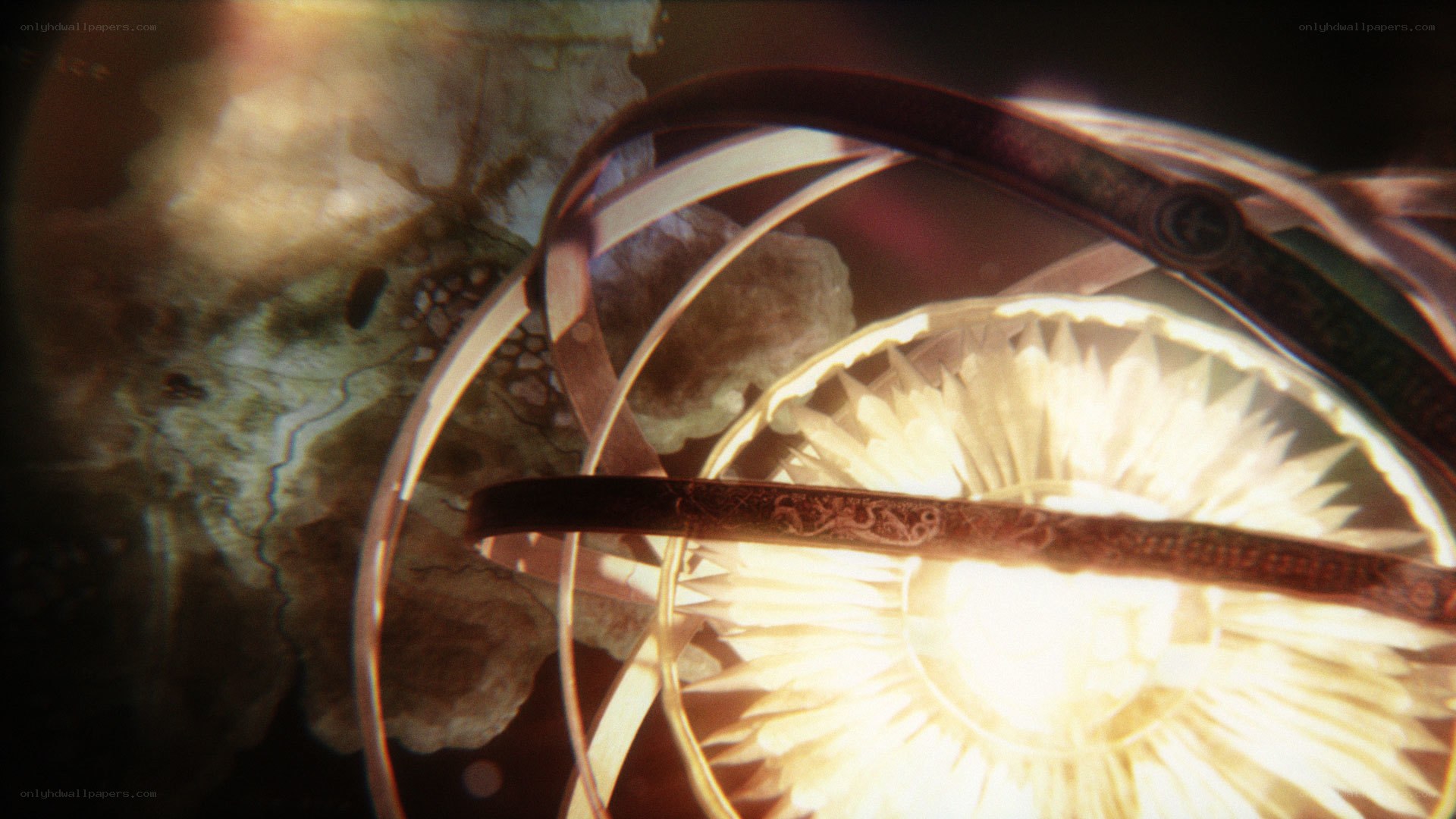 glowing artifact in ancient ruins