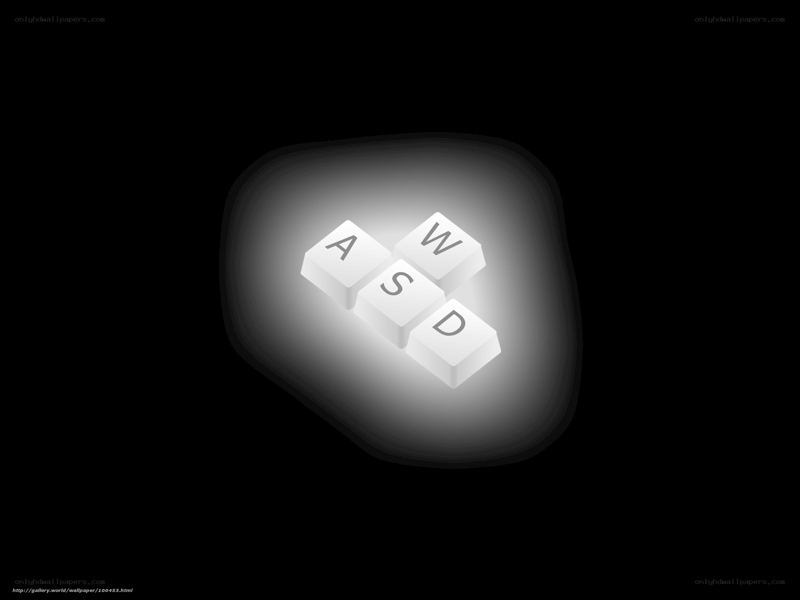 glowing aswd keys on black