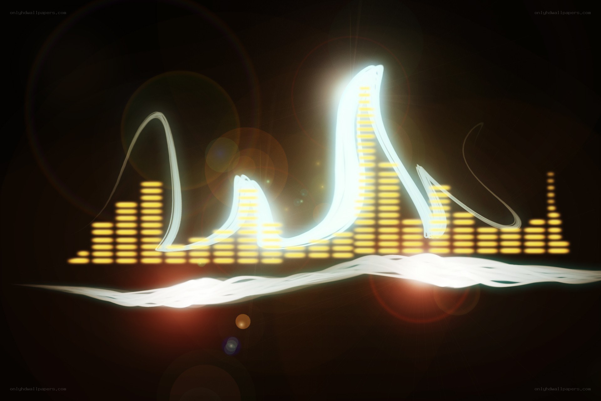 glowing audio wave visualization