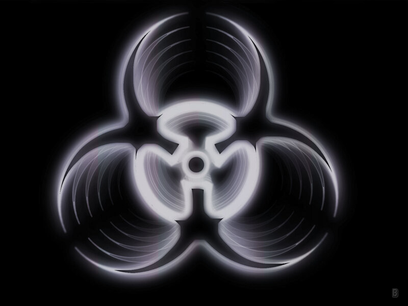 glowing biohazard symbol