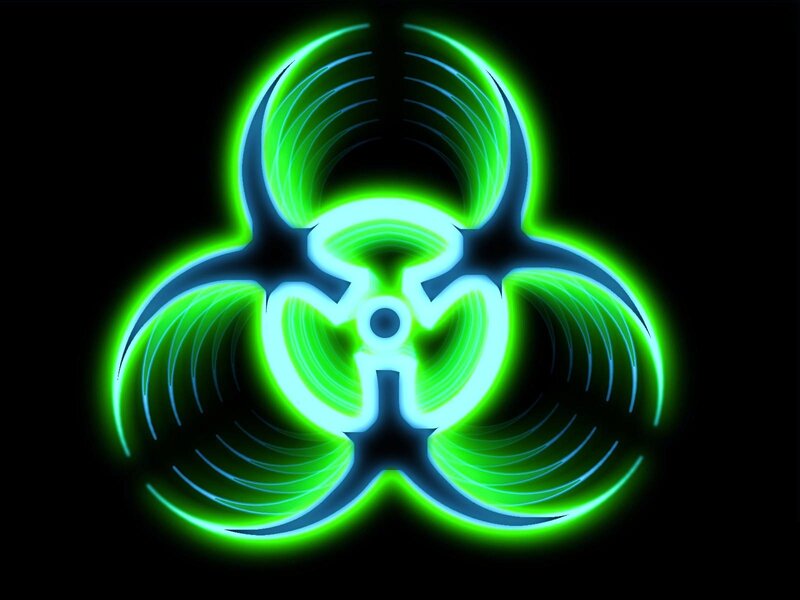 glowing biohazard symbol