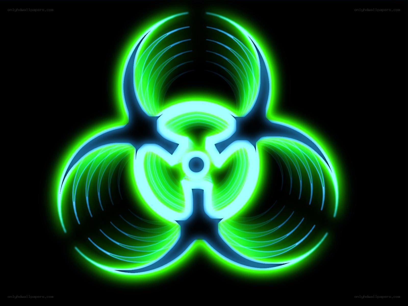 glowing biohazard symbol