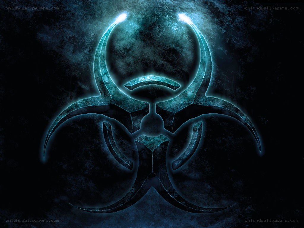 glowing biohazard symbol