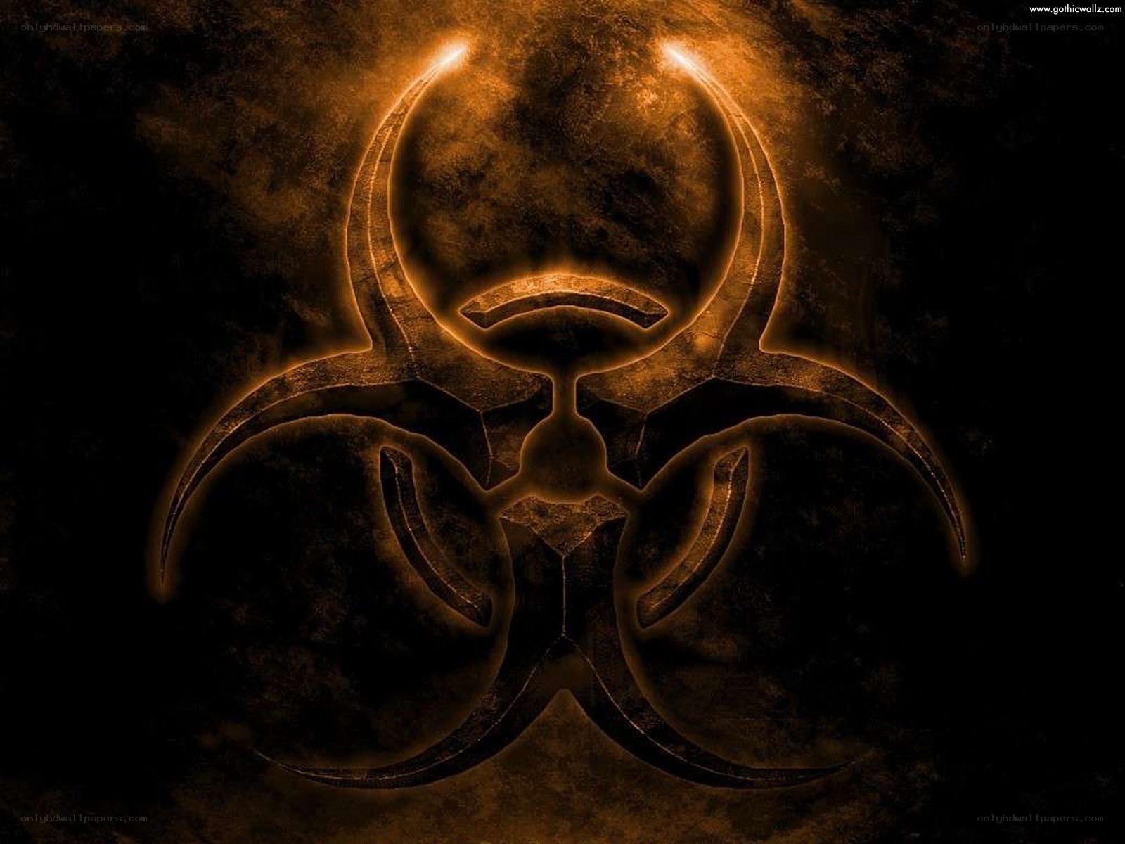glowing biohazard symbol