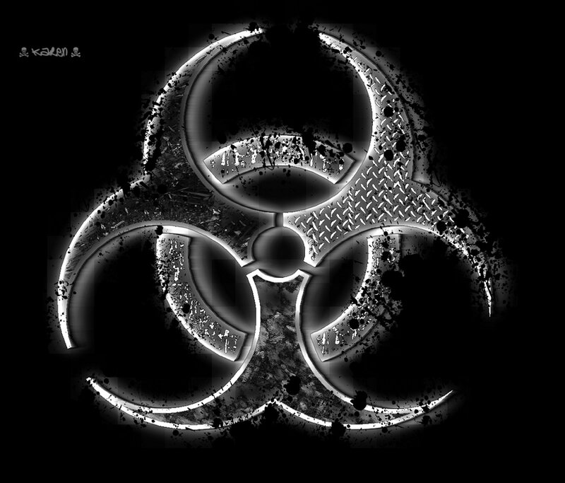glowing biohazard symbol
