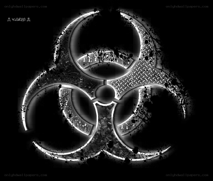 glowing biohazard symbol