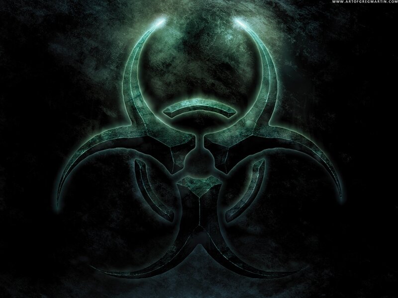glowing biohazard symbol