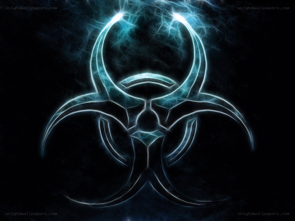 glowing biohazard symbol