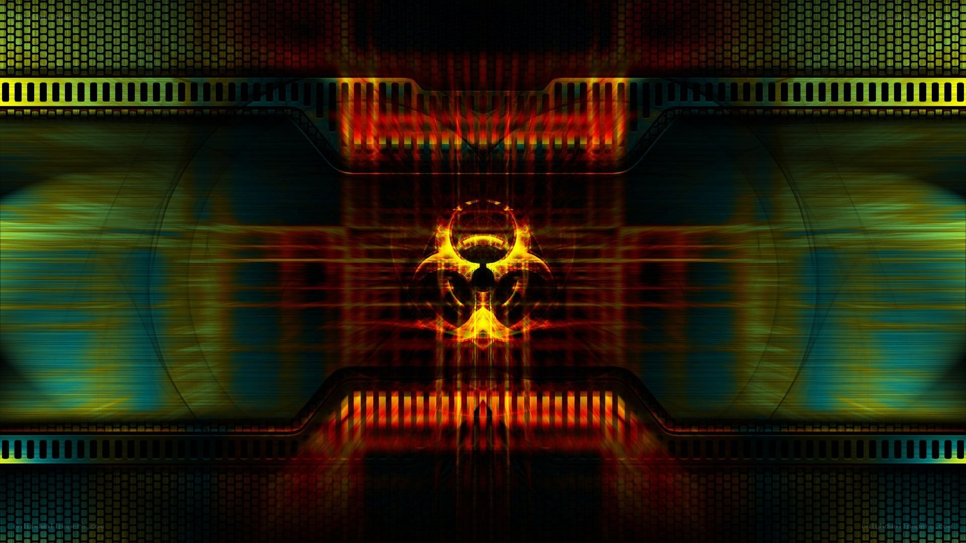 glowing biohazard symbol