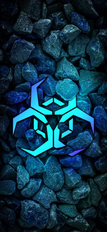 Glowing Biohazard Symbol — Blue