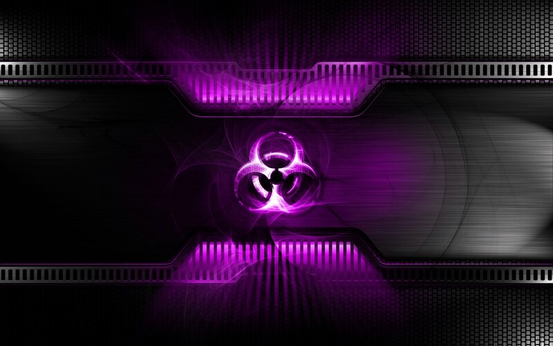 Glowing Biohazard Symbol — Purple