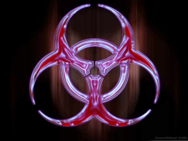 Glowing Biohazard Symbol — Red