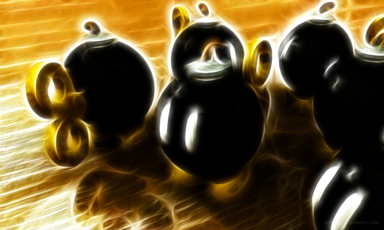 glowing black spheres on golden background