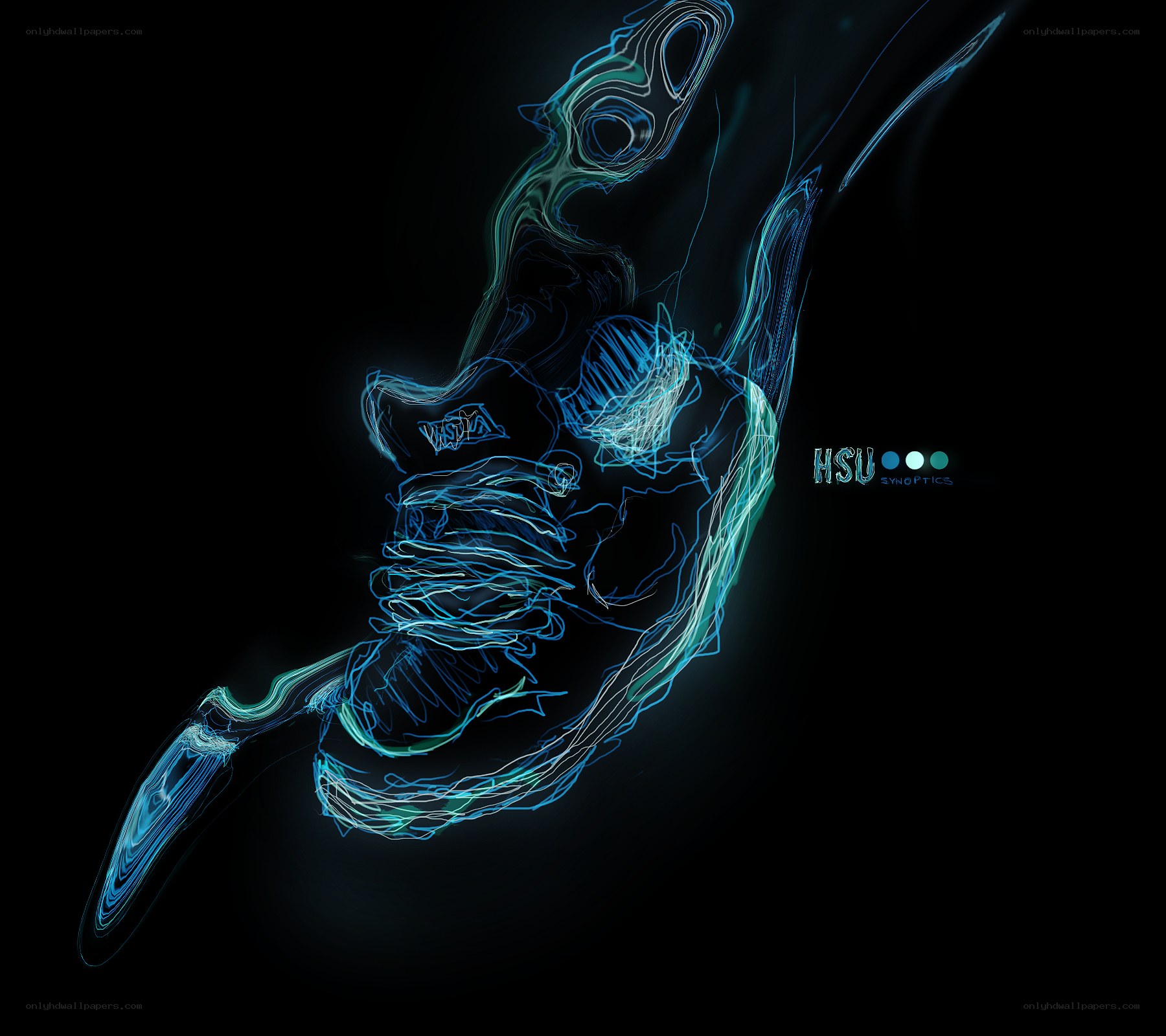 glowing blue abstract figure