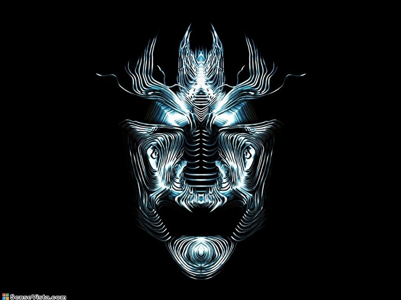glowing blue abstract mask
