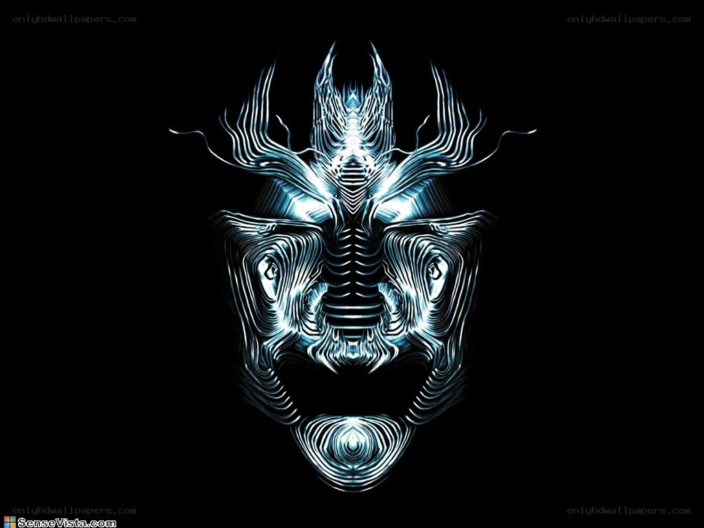 glowing blue abstract mask