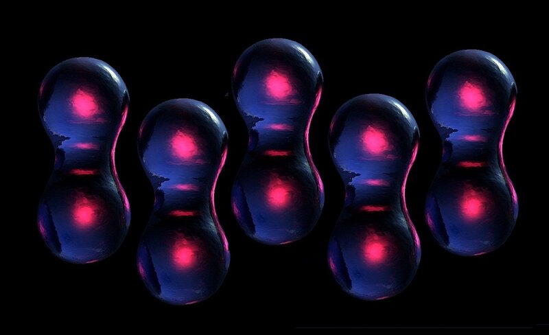Glowing Blue and Red Cells