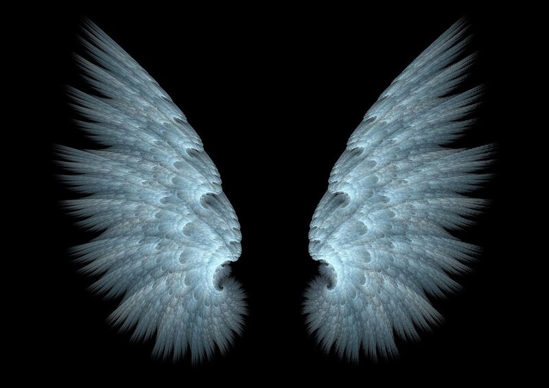 Glowing Blue Angel Wings — Dramatic