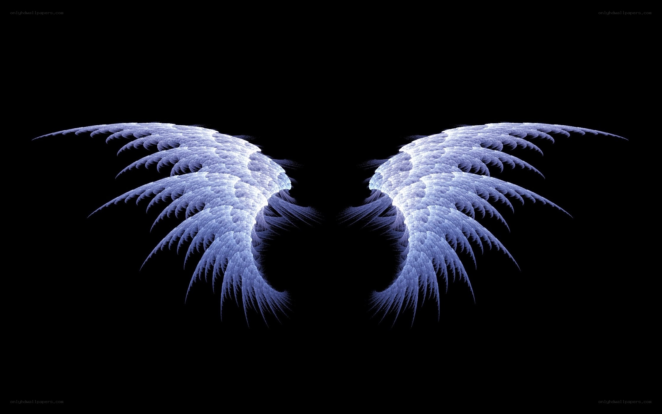 glowing blue angel wings