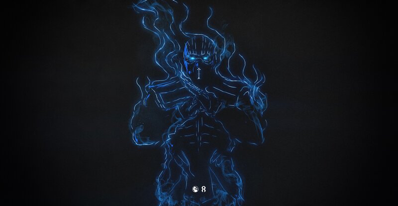 Glowing Blue Armored Figure