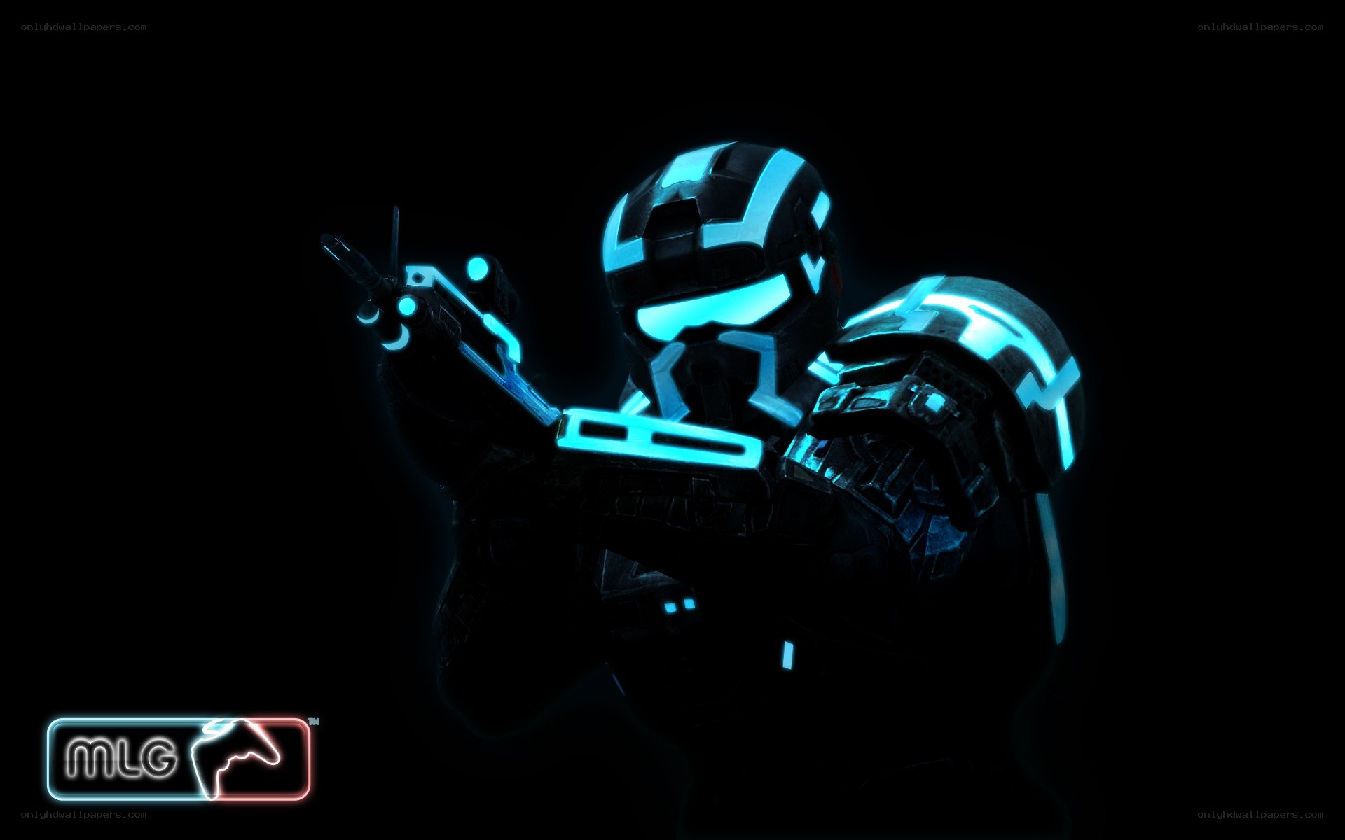 glowing blue armored soldier