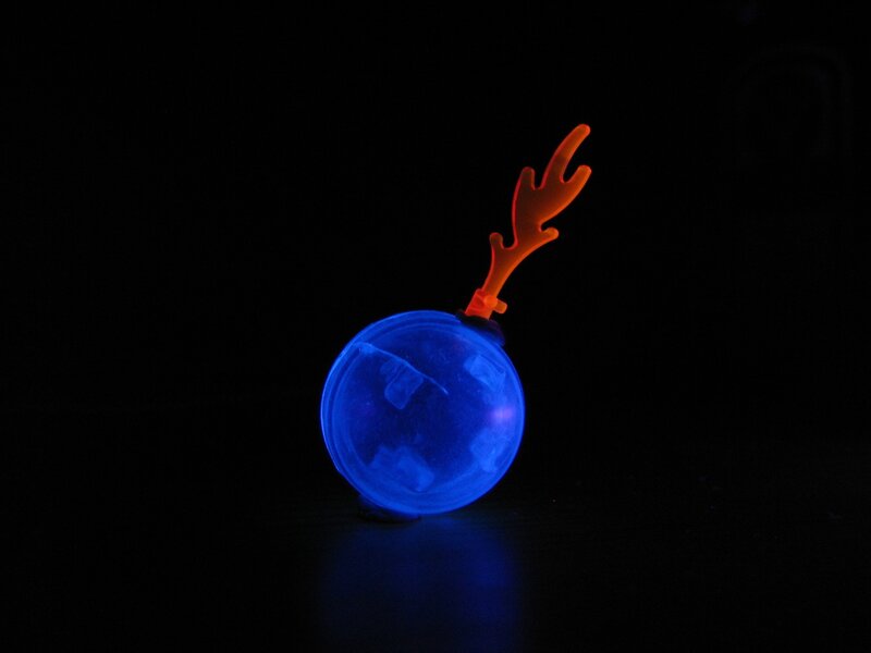 Glowing Blue Ball with Antlers — Dark