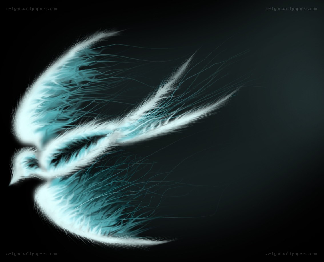 glowing blue bird in flight