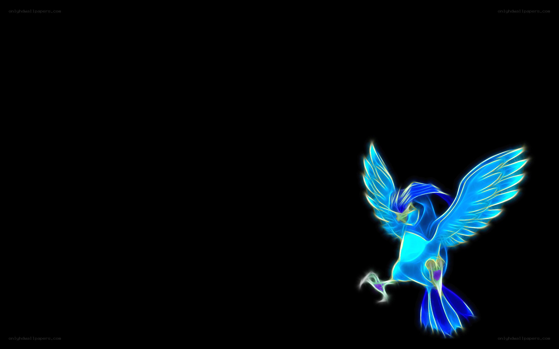 glowing blue bird in flight