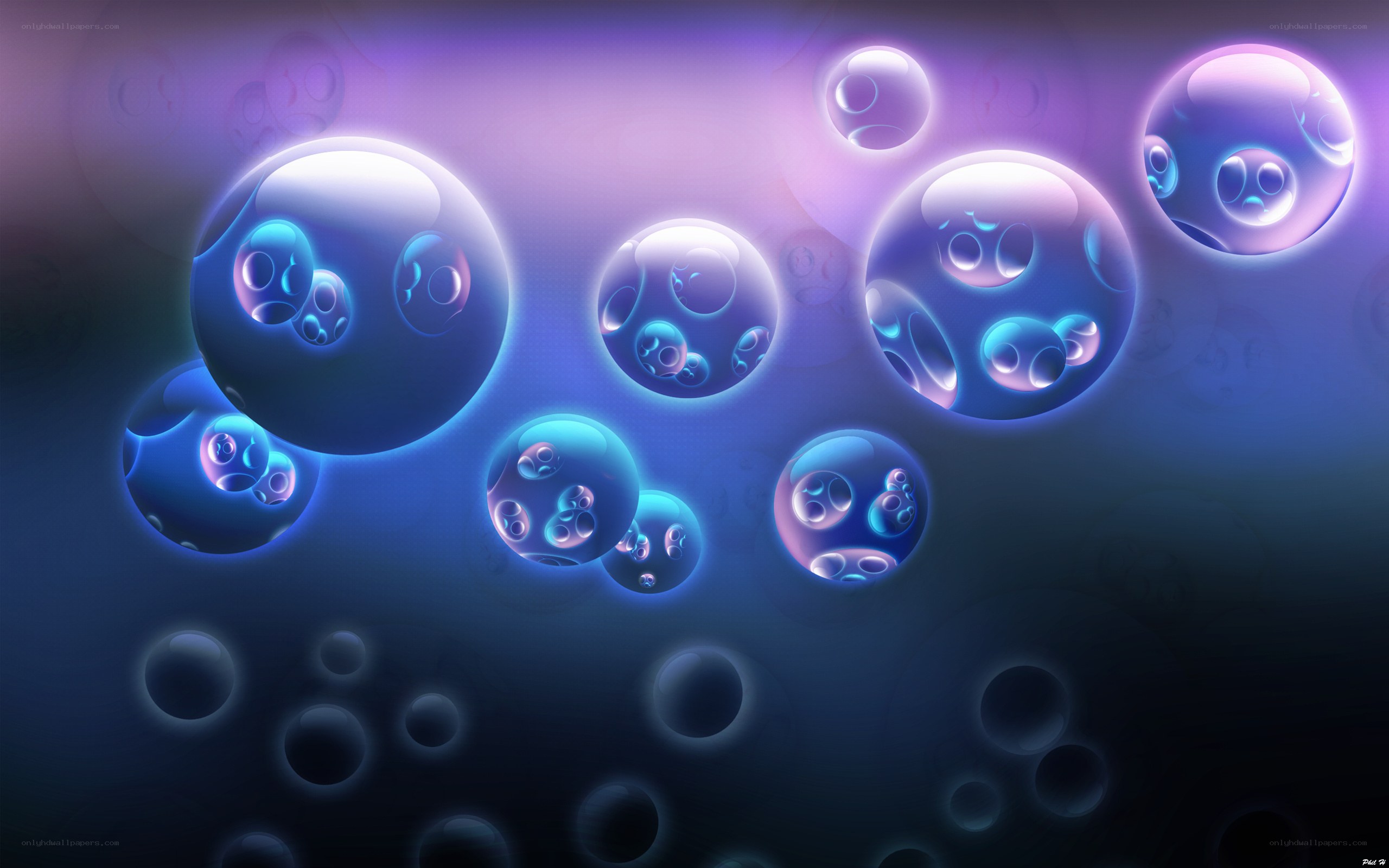 glowing blue bubbles