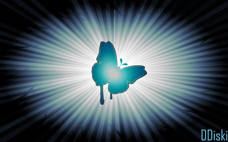 Glowing Blue Butterfly — Dramatic, Digital Art, Light Rays