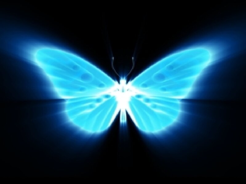 Glowing Blue Butterfly — Dramatic, Digital Art, Wings