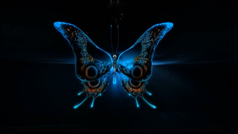 Glowing Blue Butterfly — Dramatic, Night, Digital Art