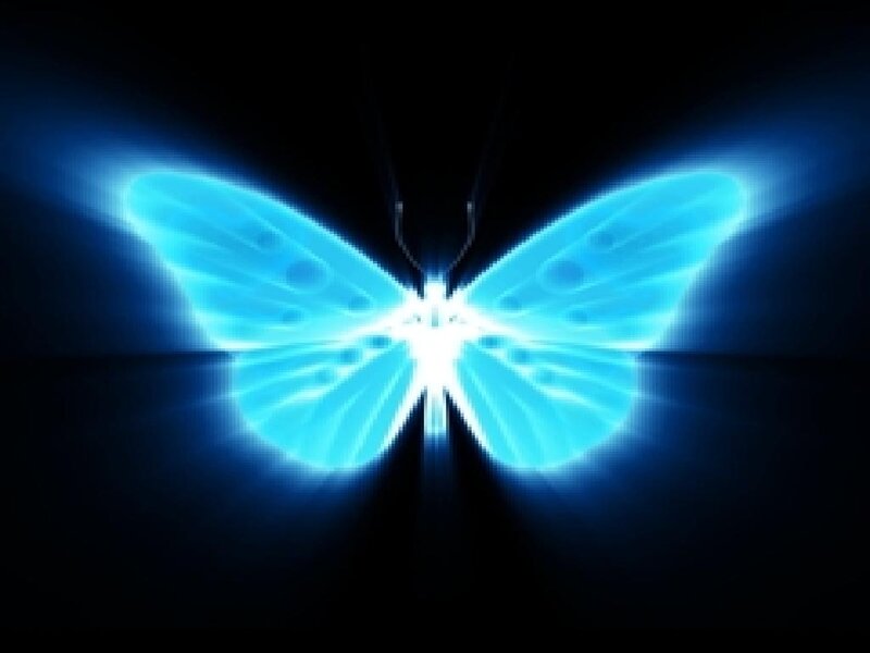 Glowing Blue Butterfly — Dramatic, Night