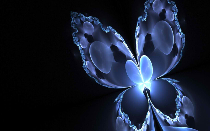 Glowing Blue Butterfly — Ethereal, Digital Art