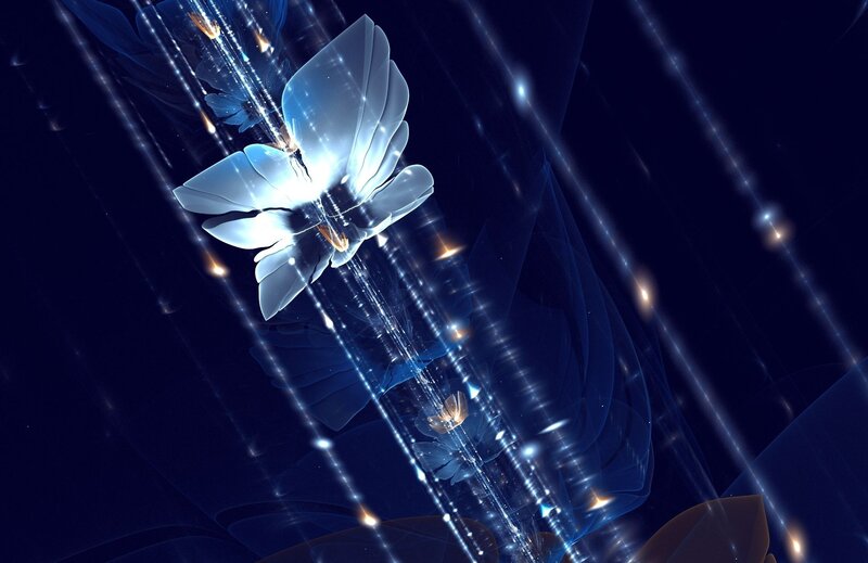 Glowing Blue Butterfly — Ethereal, Night, Digital Art