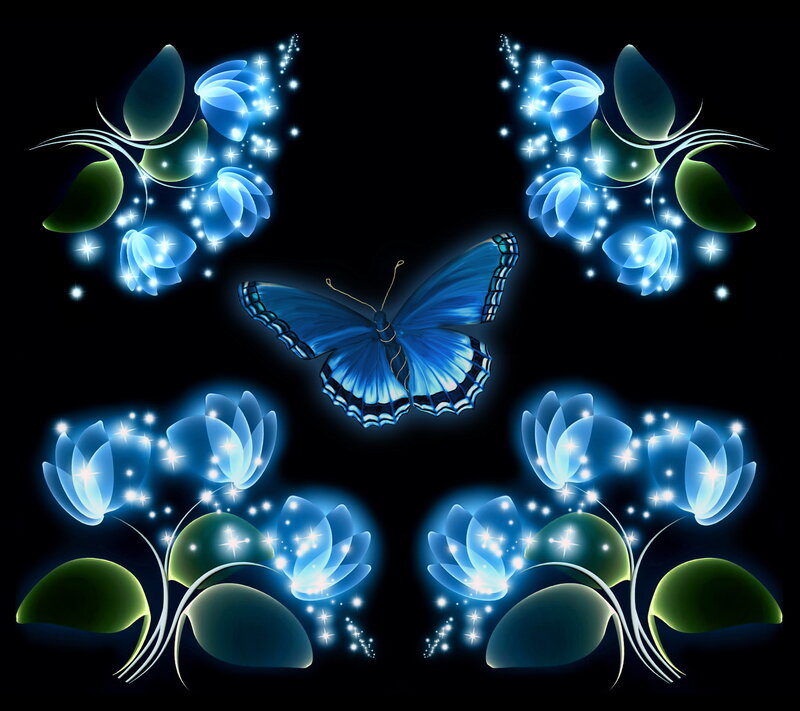 Glowing Blue Butterfly — Magical