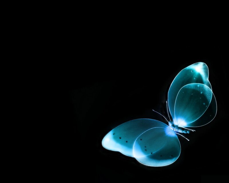 Glowing Blue Butterfly — Serene, Digital Art