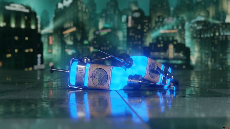 Glowing Blue Canisters