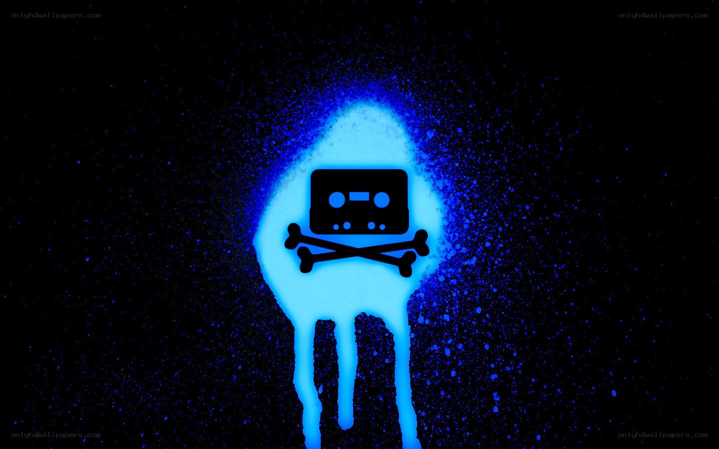 glowing blue cassette logo