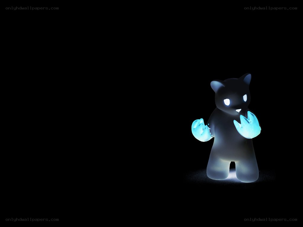 glowing blue cat figure
