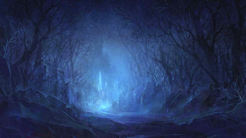 Glowing Blue Cave Entrance