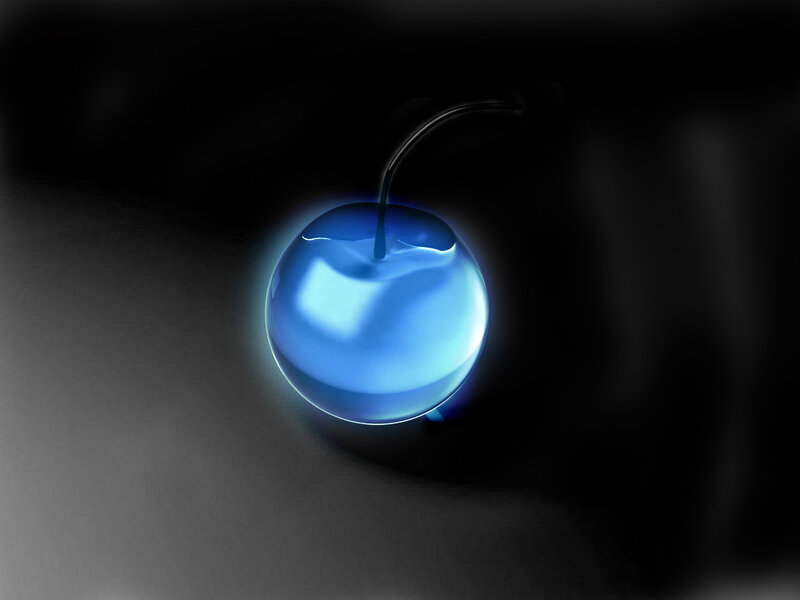glowing blue cherry