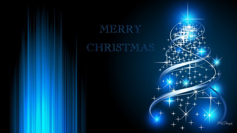 Glowing Blue Christmas Tree — Festive