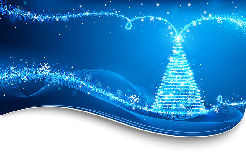Glowing Blue Christmas Tree — Festive, Winter, Digital Art
