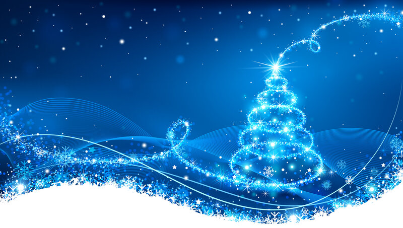 Glowing Blue Christmas Tree — Festive, Winter