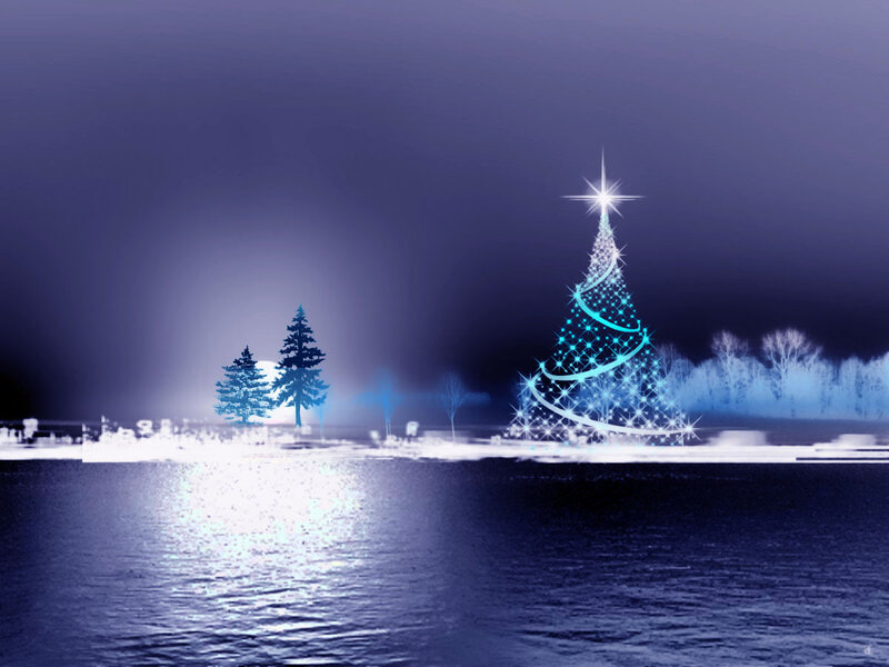Glowing Blue Christmas Tree — Serene
