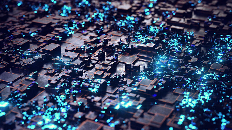 Glowing Blue Circuit Board