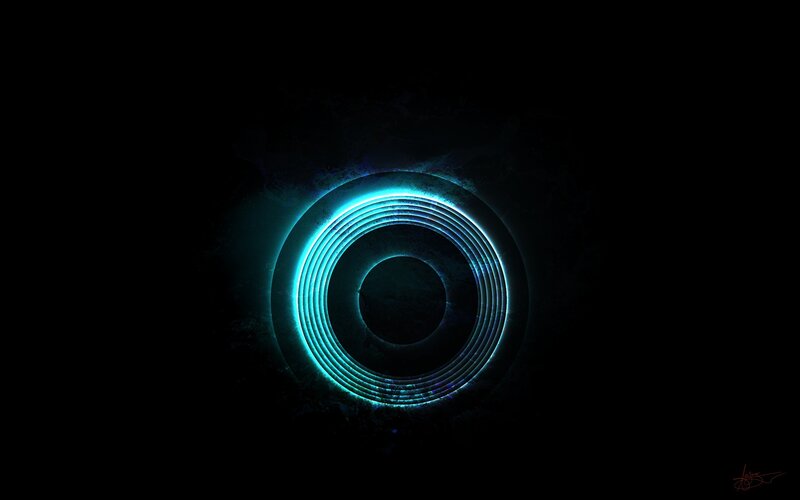 glowing blue concentric rings