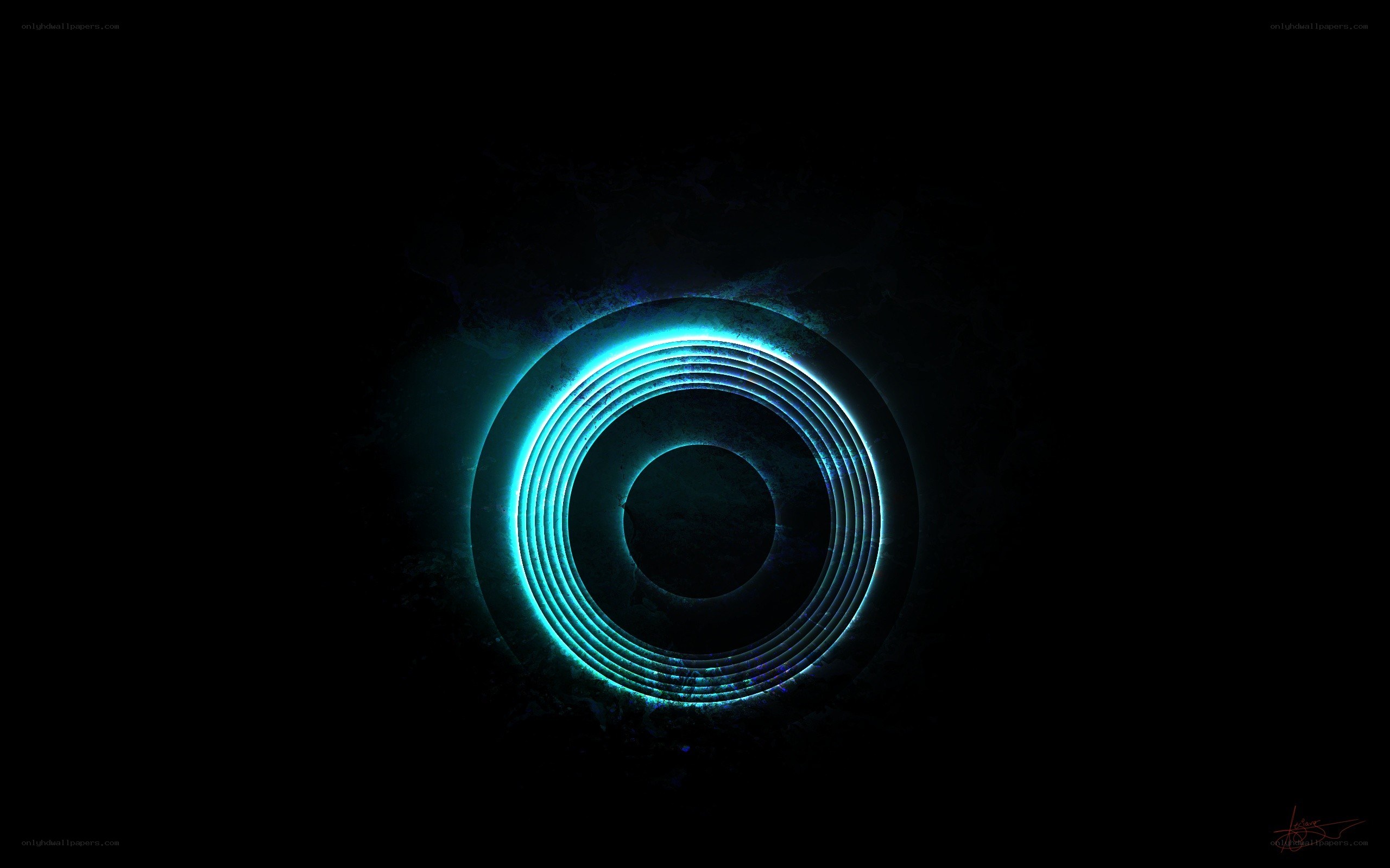 glowing blue concentric rings