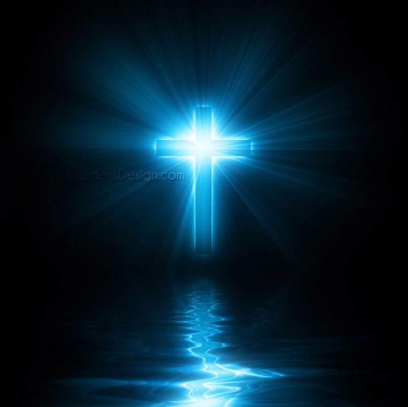 Glowing Blue Cross — Dramatic, Night